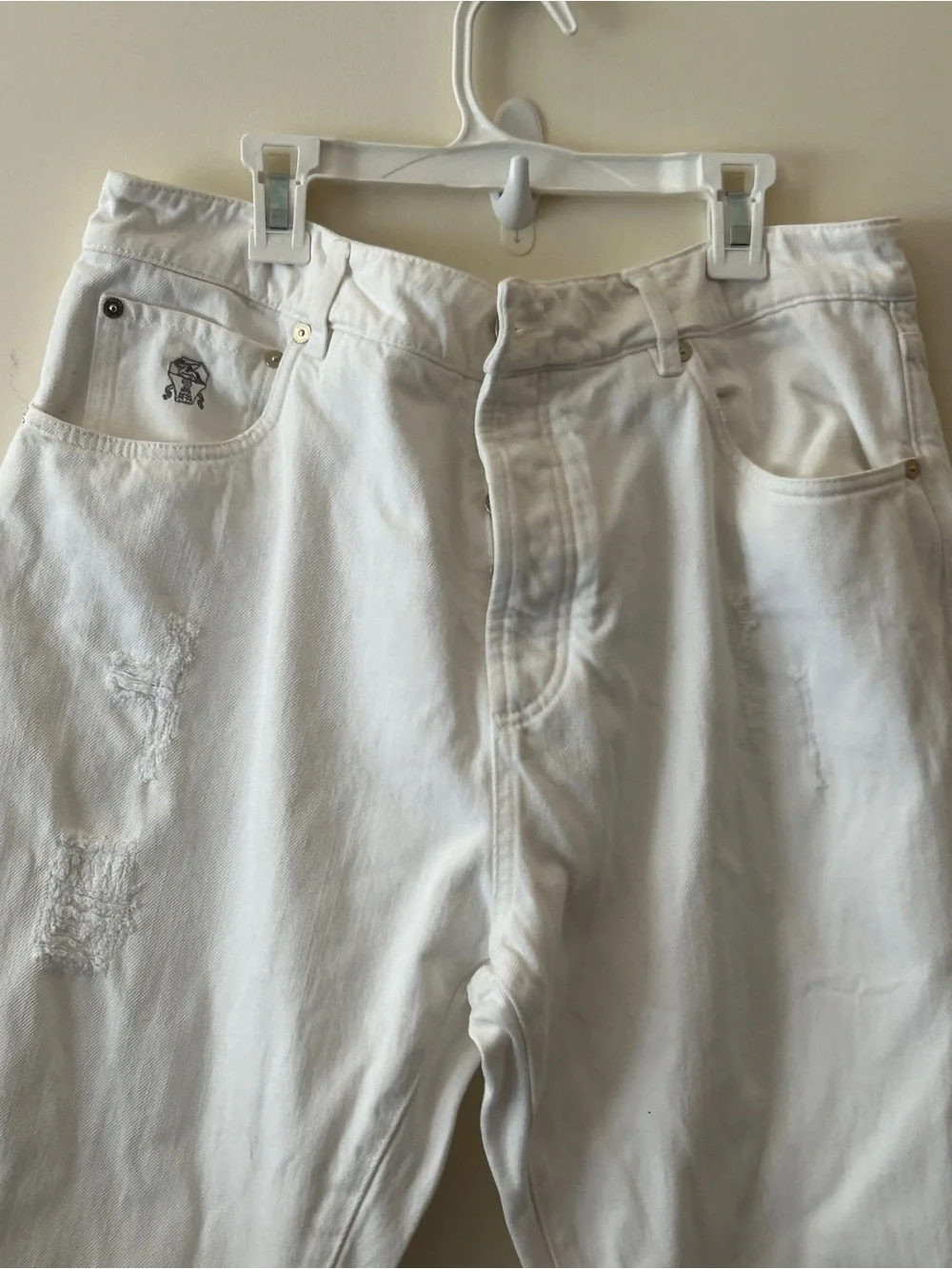 BRUNELLO CUCINELLI ‘Leisure Fit’ Lightweight White Denim Jeans Mens Italy
